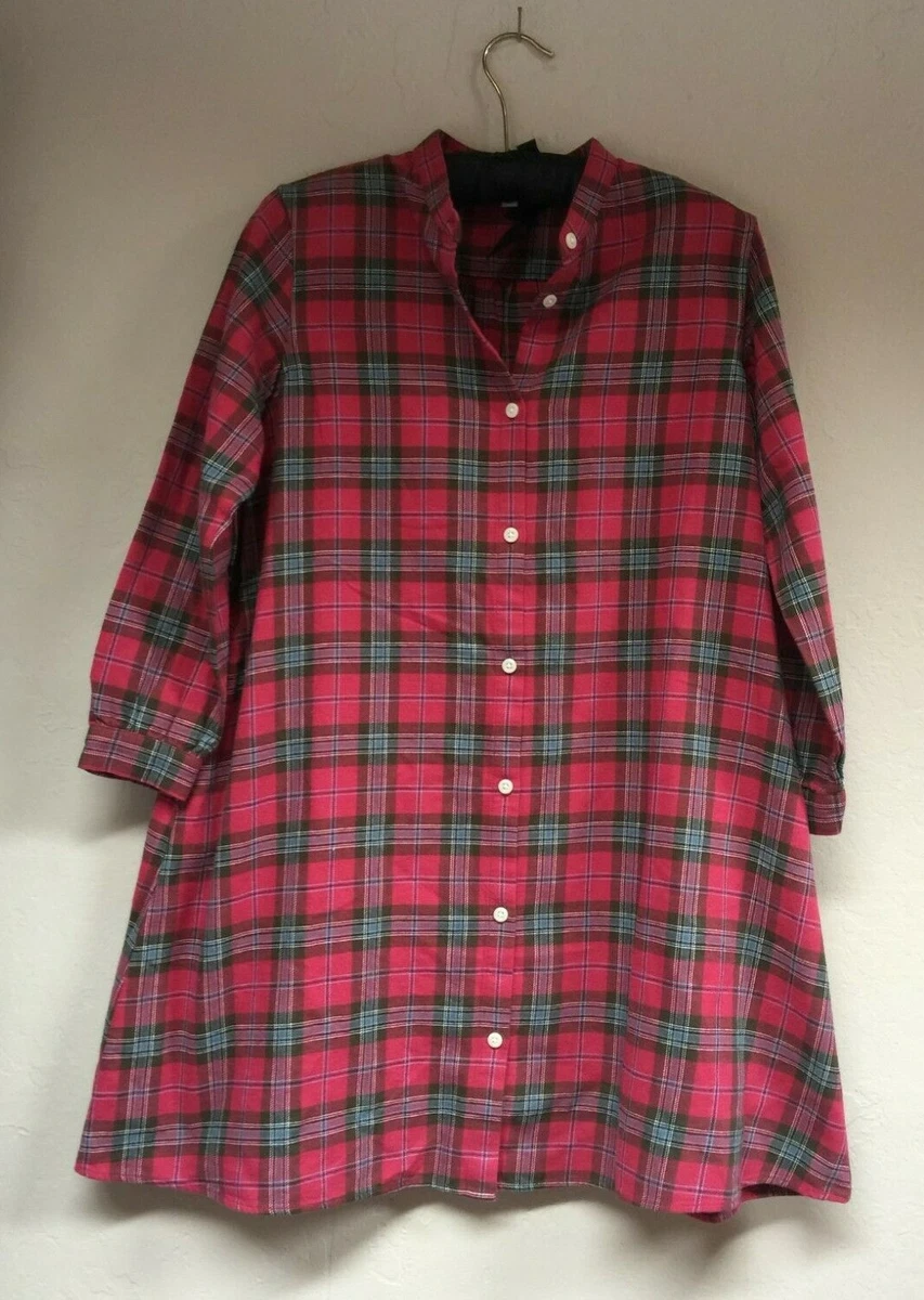 Uniqlo Kids Flannel Long Sleeves Straight Dress Checked Plaid Red
