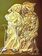 Surrealist, Impressionist, pastel drawing -The Proposal