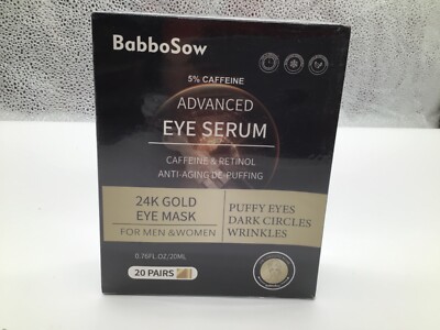 BABBOSOW 24K Gold Eye Mask 20pcs Eye Serum Pads for Dark Circles Puffiness Wrink