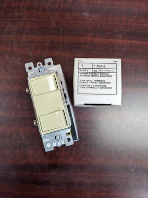 Leviton Ivory Combo 2 Rocker Switch 15A 1754-1