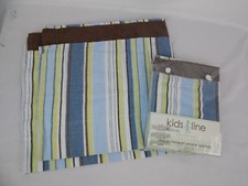 LOT OF 2 WINDOW VALANCE MOSAIC TRANSPORT 60 x 14 Brown Blue Yellow Stripe NEW