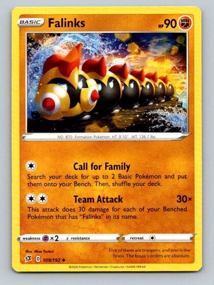 2020 Pokemon Card Rebel Clash Falinks 109/192