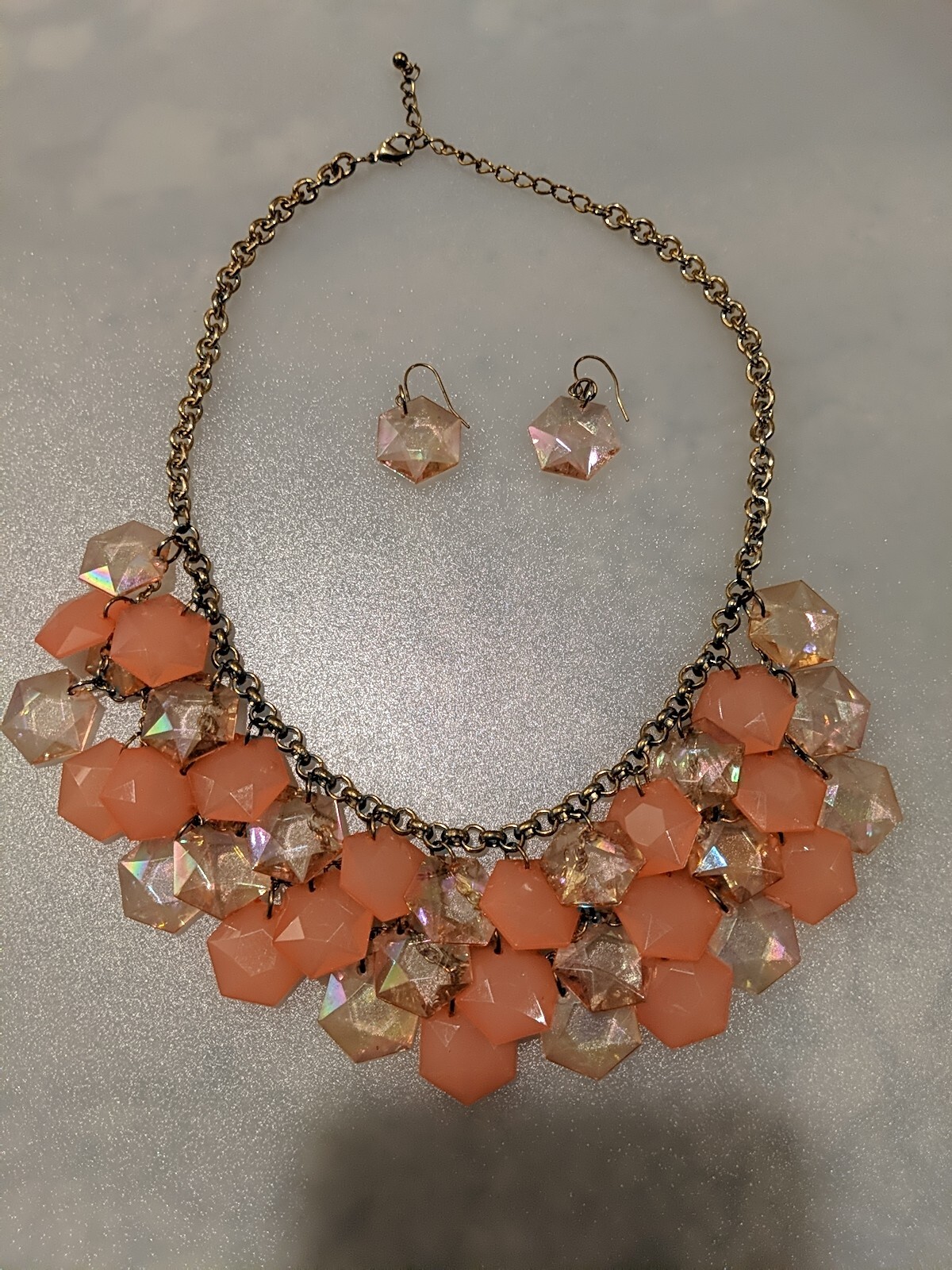 Two Rows Opaque Translucent Peach Pink Acrylic St… - image 7