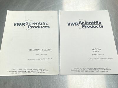VWR Scientific Reach-in Incubator & Vaccum Oven- Users Manual /Instructions Book