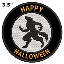 Halloween Patch Embroidered Iron-on Applique Haunted House Bats Moon Werewolf