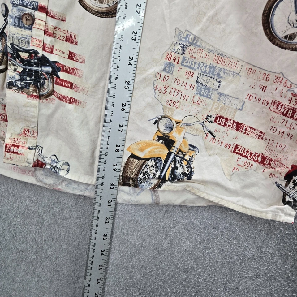 Camisa con botones North River para hombre XL crema motocicleta cuello estampado por todas partes Foto 3 de 4