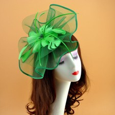 Lady Fascinator Hair Clip Hat Bowler Feather Veil Wedding Party Prom Headband