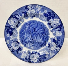 WOOD & SONS English Scenery Blue White Woods Ware England Pie Plate 6 3/4" #d