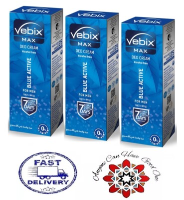 3 x Vebix MAX Deocreme für Männer ohne Geruch Schweiß alkoholfrei 25 ml