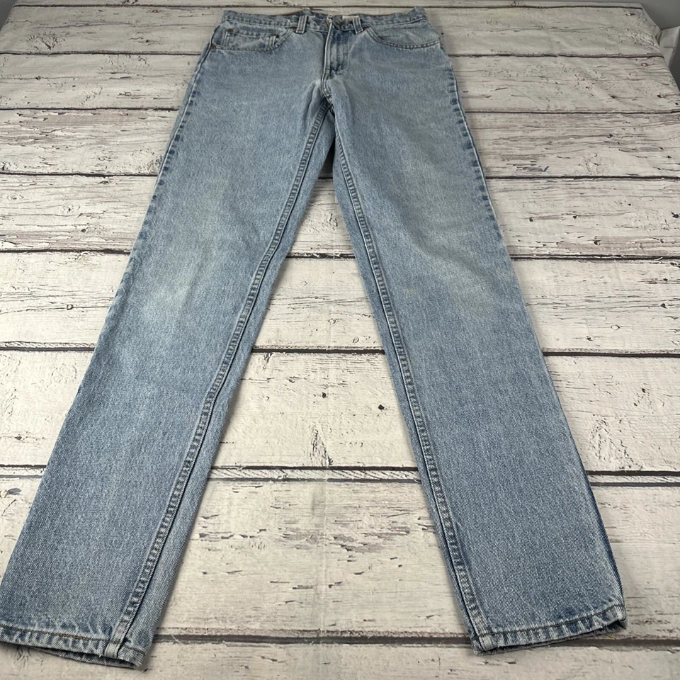 Pantalones de mezclilla Levi’s 512 para hombre azules ajustados lavado claro de colección EE. UU. 100 % algodón 1991 Foto 4 de 4