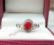 Natural Red Garnet 925 Sterling Silver Ring January Birthstone Ring Fine Jewelry