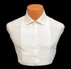 Men's White Laydown Collar Tuxedo Shirt Pleated Front Washable Wedding Prom
