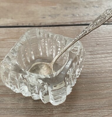 Westmoreland Sterling Silver Salt Spoon Glass Salt Cellar, 1223