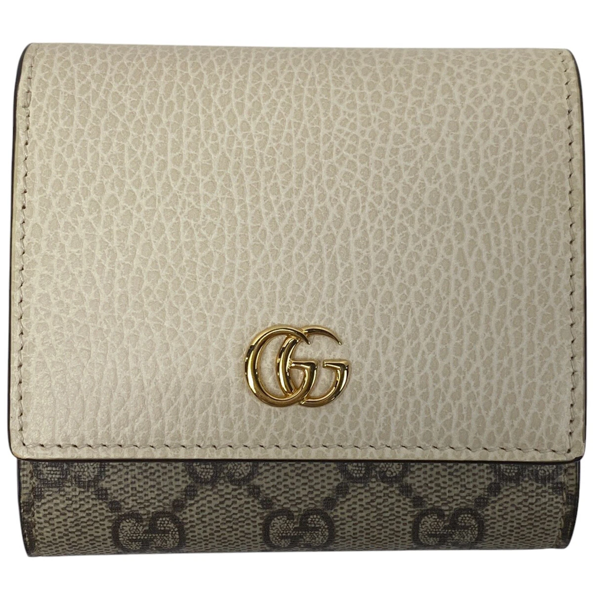 GUCCI Portefeuille Double G Bicolore Moyen Motif GG GG Marmont Portefeuille Bi Pli GG...