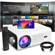 Projector Bluetooth 4K 1080P FHD 5G WiFi LED Movie Video Home Theater HDMI AV