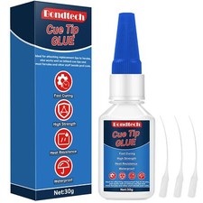 Pool Cue Tip Glue 30 g, Cue Tip Glue Quick Dry, Repair and Replacement, Clear