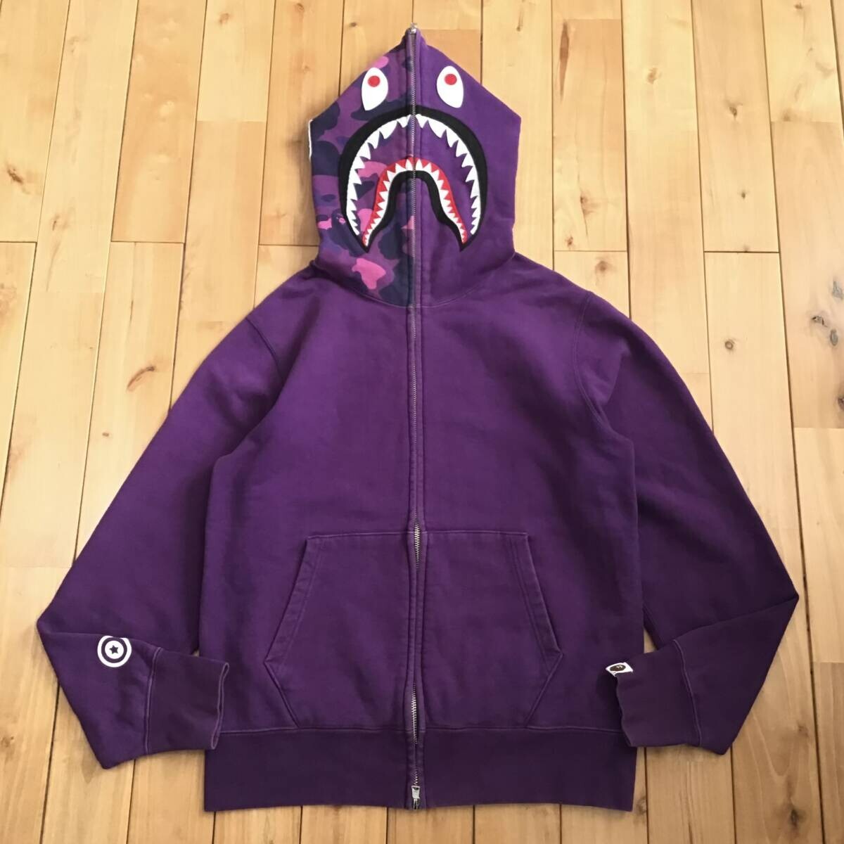 BAPE シャークパーカー　パープル M BAPE Purple camo shark full zip hoodie A Bathing Ape Size M | eBay