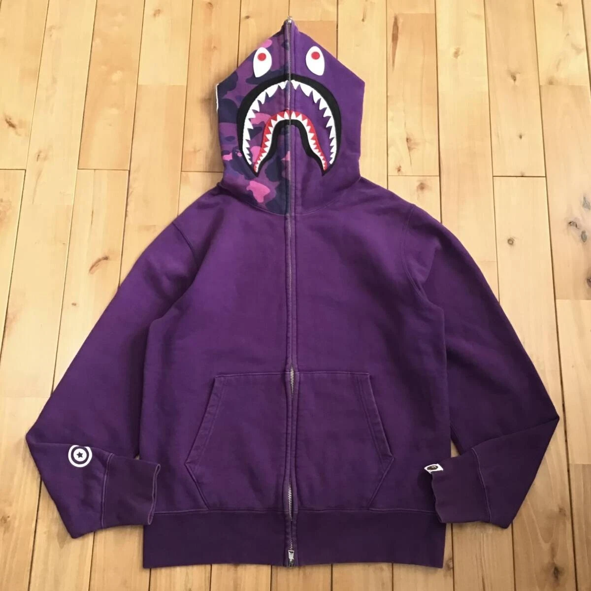 BAPE 紫色迷彩连帽衫印第安纳男运动服和帽衫| eBay