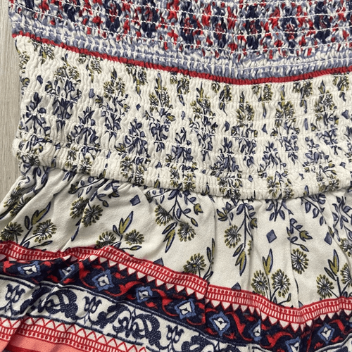 Art Class Girl’s Geo Print Boho Tassel Trim Smocked Off The Shoulder Romper 4/5 - Picture 3 of 10