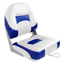 Leader Accessories Low Back Folding Fishing Boat Seat，White/Blue