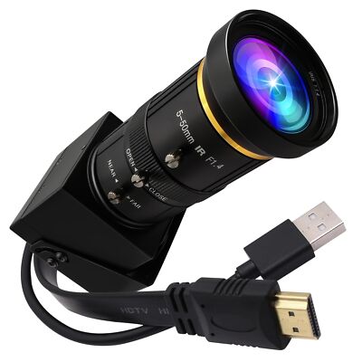 ELP 4K HDMI USB Camera Manual Zoom Webcam Dual Output Telephoto Camera for Co...