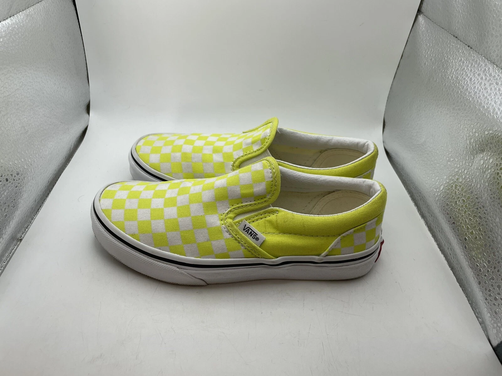 Scarpe VANS classiche slip on bambina a scacchiera giallo fluo taglia 3
