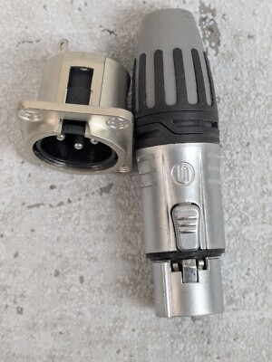 XLR 3pol Stecker + Einbaubuchsel Vollmetall SEETRONIC DMX Audio