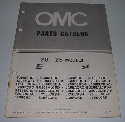 Parts Catalog OMC 20 - 25 Models Ersatzteilkatalog Stand September 1983! 