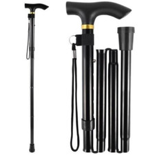 Walking Stick Aluminium Lightweight Easy Folding Metal Non-Slip Adjustable Cane
