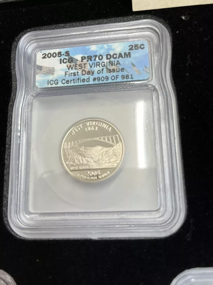 2005 S ICG PRO70 DCAM THE UNITED STATES MINT 5 QUARTER SET #909 W/CERT. OF AUTH. - Image 3 of 4