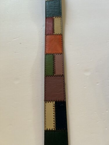 NWT Vintage 90s Y2k Lucky Brand patchwork leather belt brass buckle sz 32 boho - Picture 8 of 15