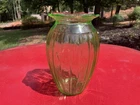 Jeanette Glass Company Green Depression Glass Vase / Adam Pattern
