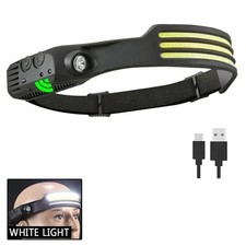 2X LED Head Torch Rechargeable Waterproof COB Headlamp Motion Sensor Headlight.