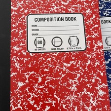 Bundle of 15 Wide Ruled Marbled Composition Notebooks Red, Blue, Green, Yellow