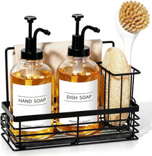 Kitchen Soap Dispenser Set, 16.9 oz/500 ml Hand and Dish Soap Dispenser Set, Gla