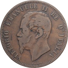 [#1512635] Italy, Vittorio Emanuele II, 10 Centesimi, 1862, Milan, Copper, VF20,