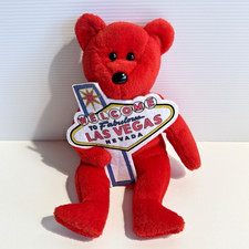 Ty Beanie Baby Aces The Red Bear Welcome To Las Vegas 24cm 8.5" Stuffed Animal