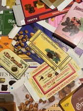 DDR 21 alte Pralinen Schachteln Deckel Kartonagen ungefaltet + gefaltet leer
