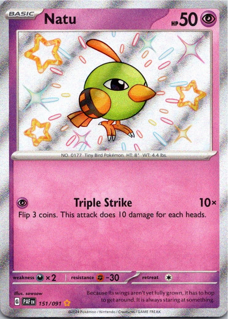 Natu Holo Shiny Rare SV: Paldean Fates 151/091 NM