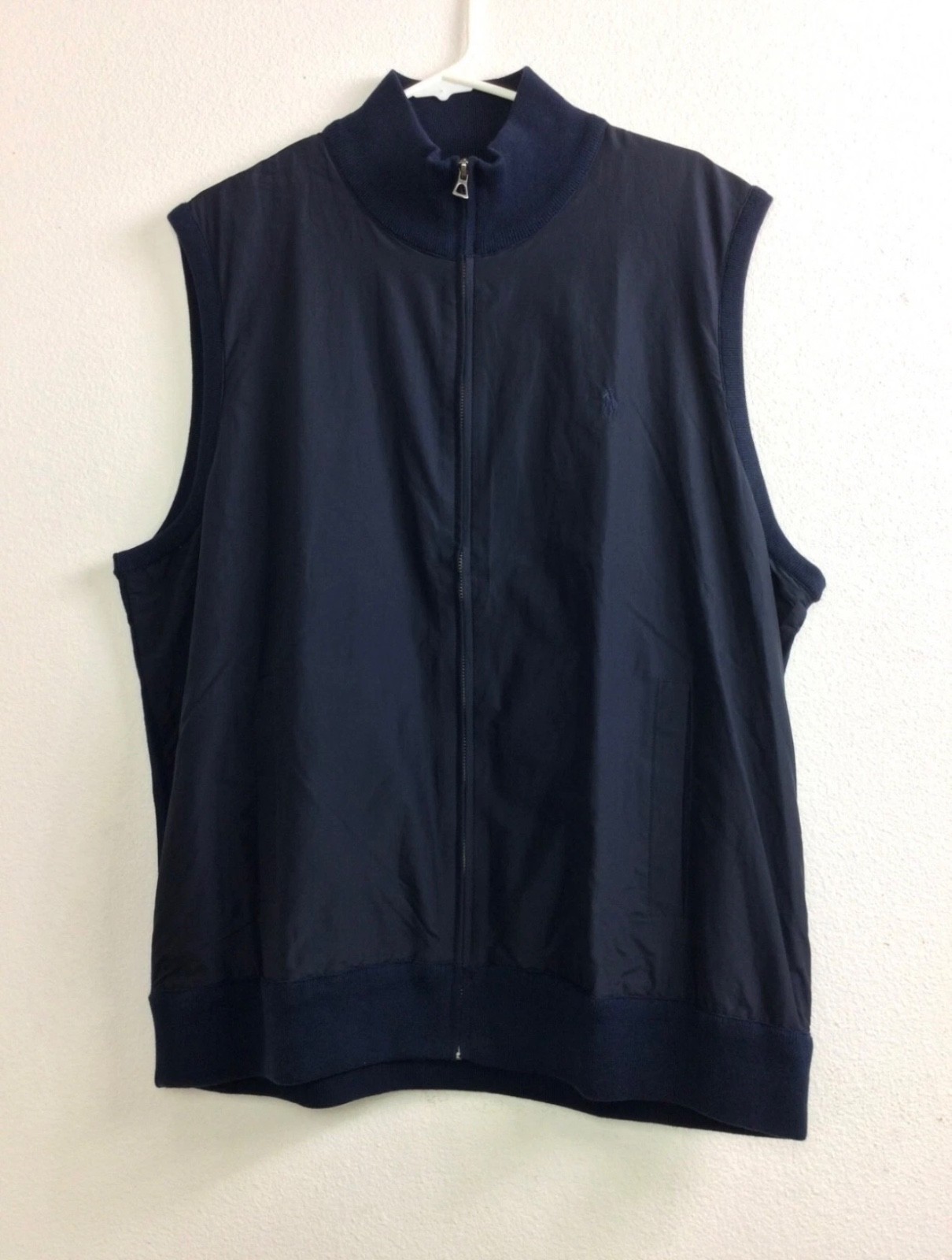 Slightly Used Polo Ralph Lauren Men Full-Zip Hybrid Sweater Vest Dark Navy XL