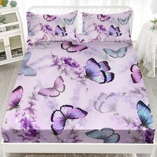 Butterfly Lavender Fitted Sheet Deep Pocket Kids Colorful Twin Multi21