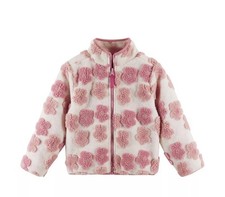Andy  Evan 3D Floral Printed Sherpa Jacket Pink size 3T NWT