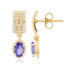 Tansanit Goldplattierte Silberohrringe