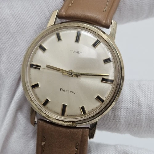 Vintage Timex Electric 35MM Backset Mens Wrist Watch West Germany Gold Tone Runs
