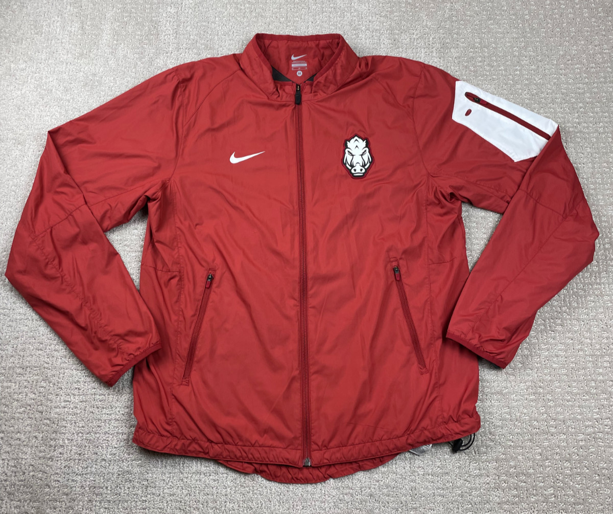 Arkansas Razorbacks Nike Jacket Mens Medium Red Full Zip Windbreaker NCAA Coach