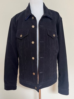 New Alanui Black Corduroy Blue Buffalo Check Wool Lined Trucker Jacket S $1995