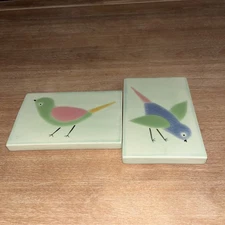XENIA TALER BIRD ART WALL TILE TRIVET SET OF TWO NEW BIRDS LOOKS NEW