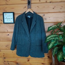 Sag Harbor Vintage Gray Wool Blend Blazer Jacket Career Office Work Plus Size 18
