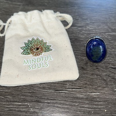 Mindful Souls Lapislazuli Edelstein großer Ring 1 Zoll lang neu mit Etui