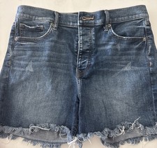 Express 'Midi Vintage High Rise' Cutoff Stretch Denim Jean Shorts. Women's 2 GUC